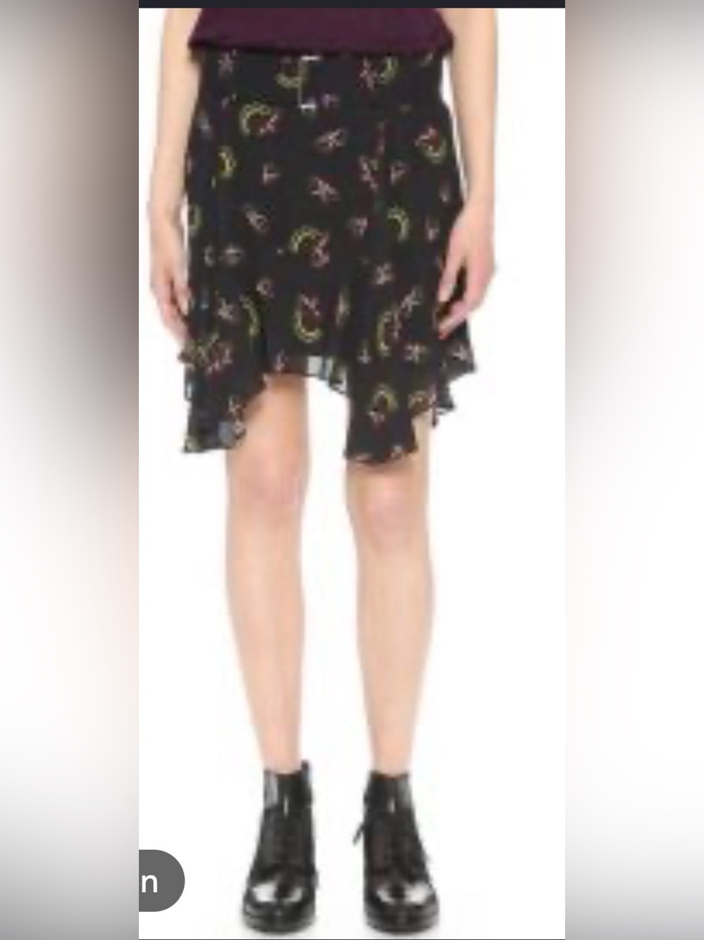 A.L.C. Black Asymmetrical Floral-Print Ruffle Skirt